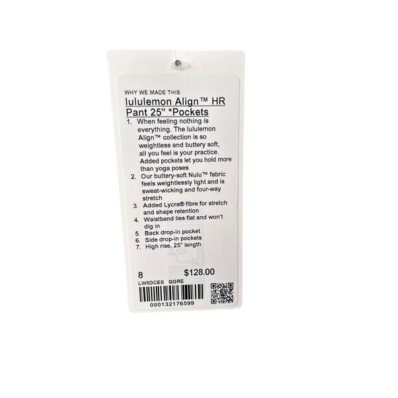 lululemon Align HR Pant with Pockets 25"SIZE 8 Graphite Grey NWT Authentic - Picture 8 of 9